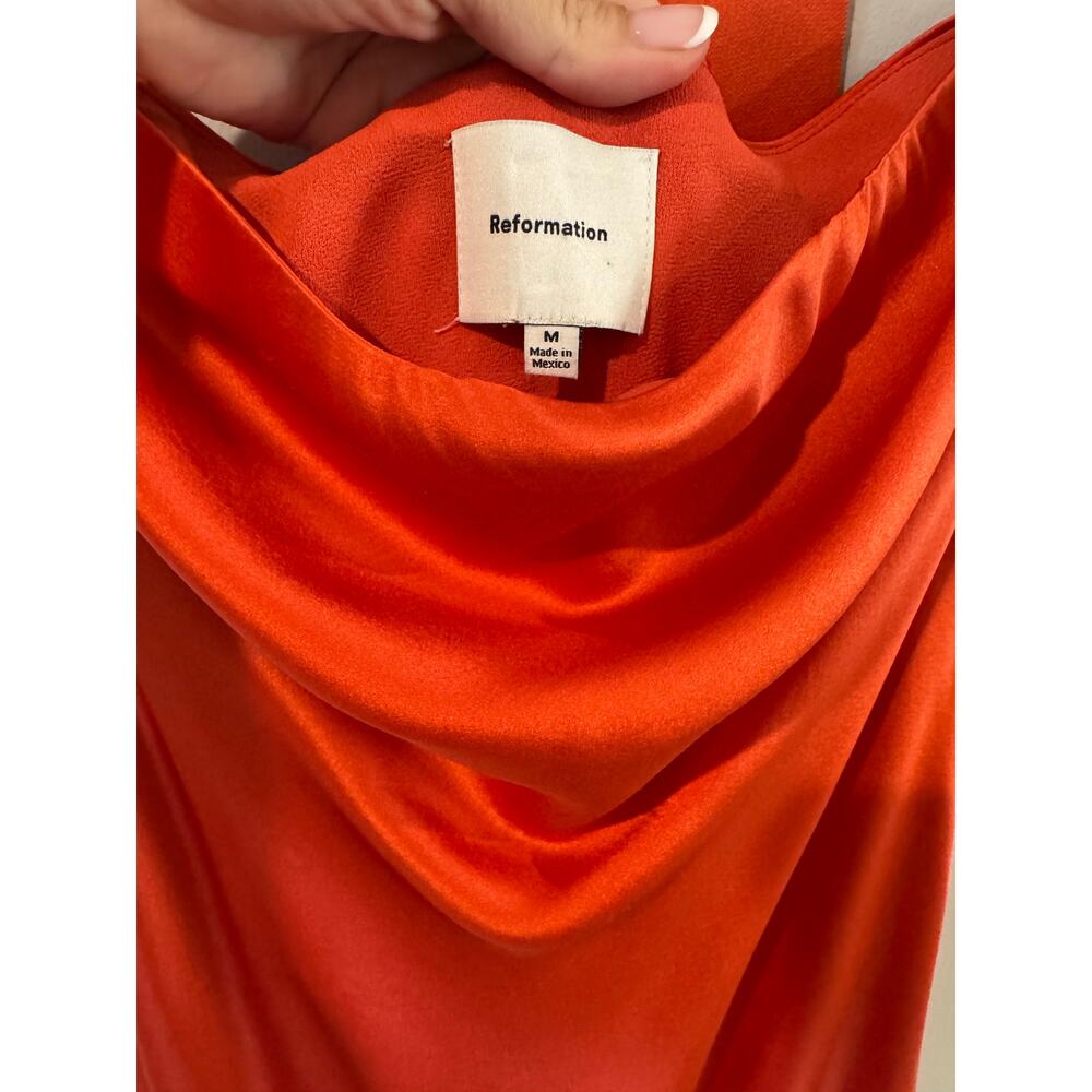 Reformation Silk Strapless Midi Dress Rust Size M Scarf Included - Picture 4 of 6